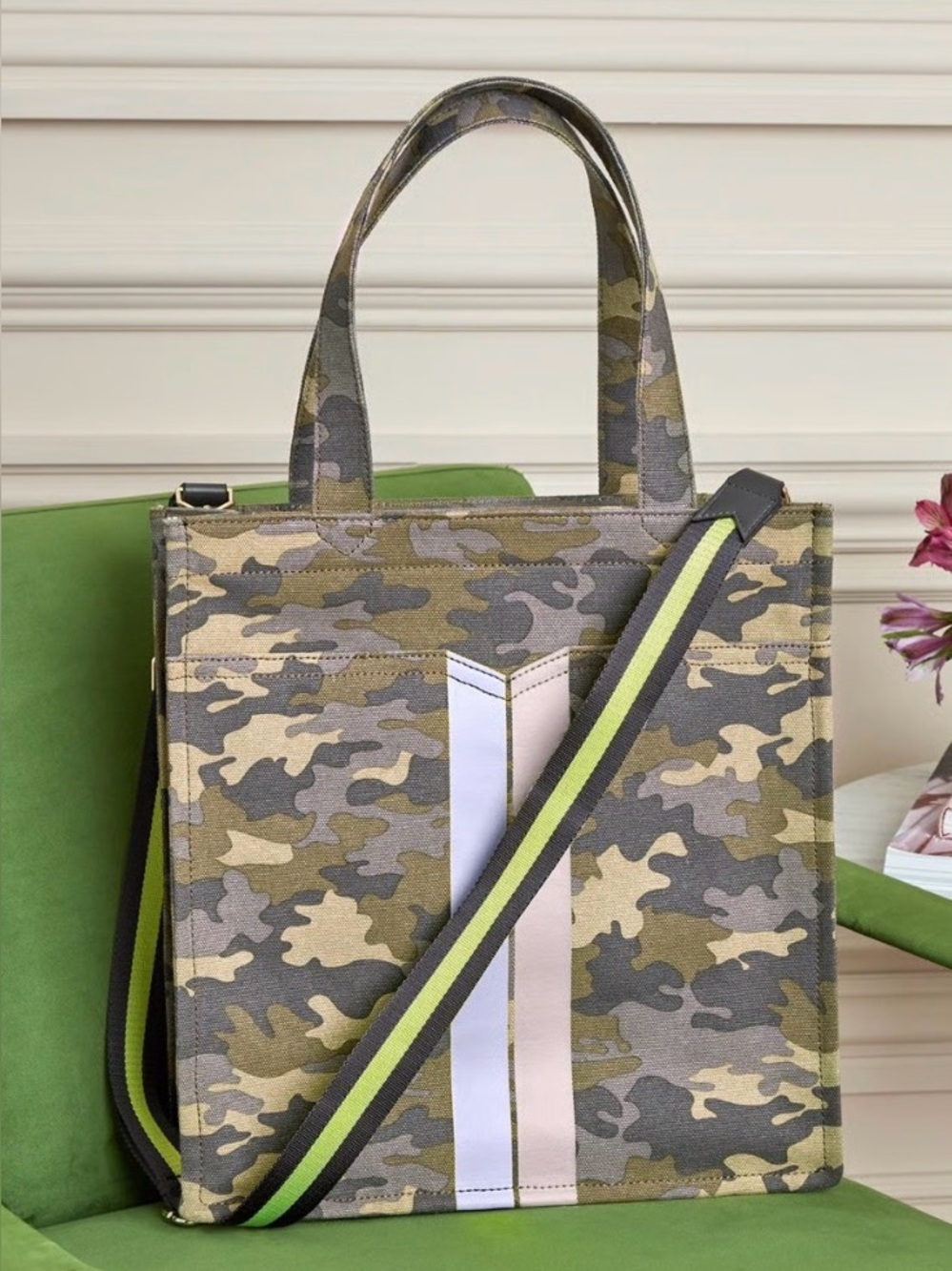Stella & Dot Canvas Camo Bag w/ Crossbody Strap